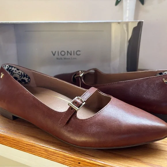 Vionic Women's Tan Mary Jane Loafers - Picture 1 of 6